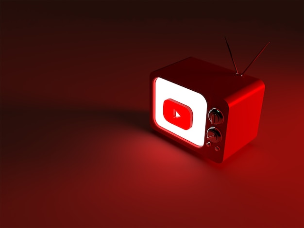 Renderowanie 3d Telewizora Ze świecącym Logo Youtube