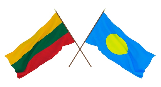 Renderowanie 3D tła dla projektantów ilustratorów Flagi Narodowe Święta Niepodległości Litwa i Palau