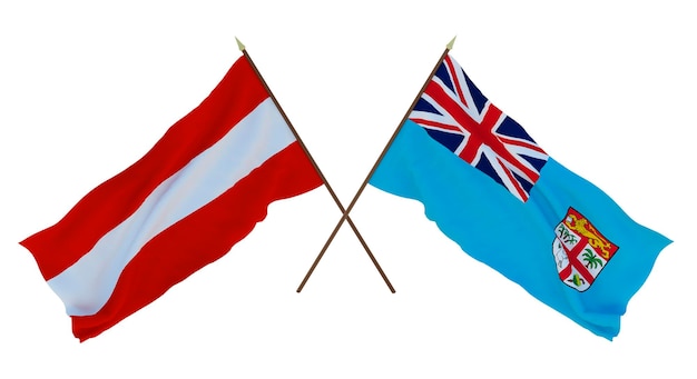 Renderowanie 3D tła dla projektantów ilustratorów Flagi Narodowe Święto Niepodległości Austrii i Fidżi
