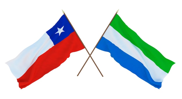 Renderowanie 3D tła dla projektantów ilustratorów Flagi Narodowe Święto Niepodległości Chily i Sierra Leone