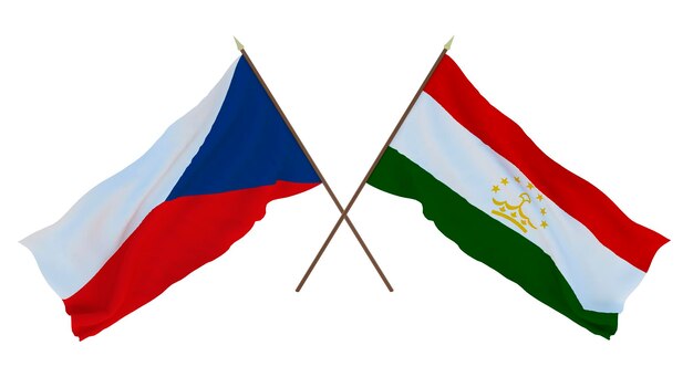 Renderowanie 3D tła dla projektantów ilustratorów Flagi narodowe z okazji Dnia Niepodległości Czechy i Tadżykistan