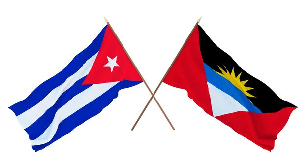 Renderowanie 3d Tła Dla Projektantów Ilustratorów Flagi Narodowe Z Okazji Dnia Niepodległości Kuba I Barbuda