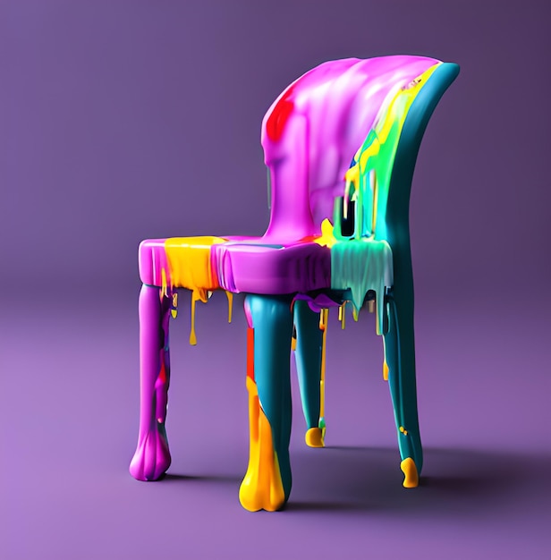 Renderowanie 3D topienia krzesła zdjęcie AI Generated