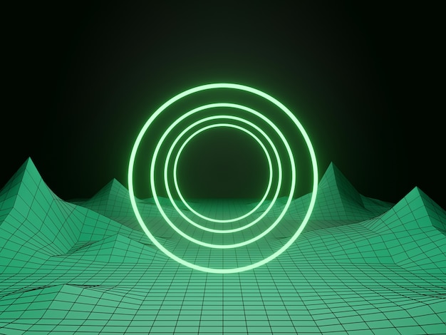 Renderowanie 3D. Tunel zielonego światła