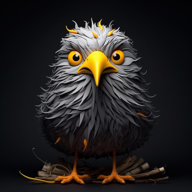 Renderowanie 3D uroczego, kreskówkowego orła autorstwa Artema Zorlu