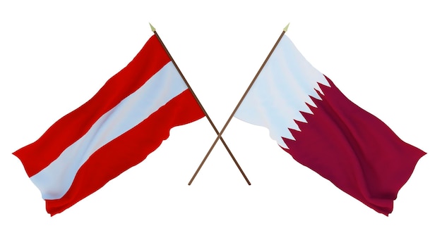 Renderowanie 3d W Tle Dla Projektantów Ilustratorów Flagi Narodowe święto Niepodległości Austrii I Kataru