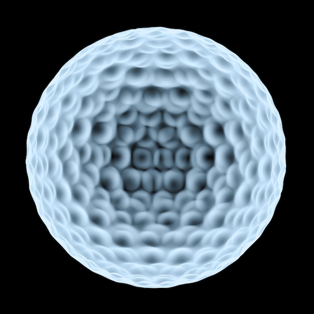 Renderowanie 3d x ray piłka golfowa na czarnym tle