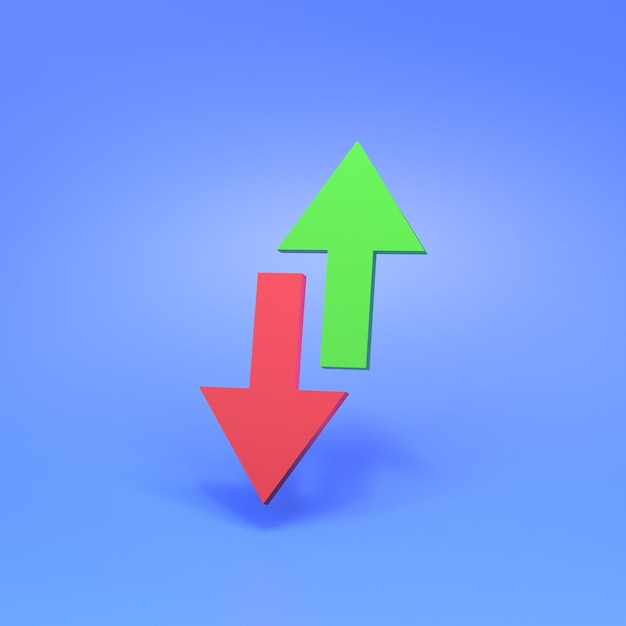 Renderowanie 3d Z Czerwoną I Zieloną Strzałką