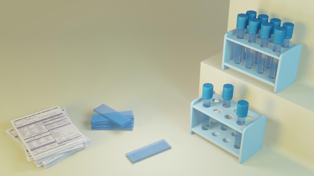Renderowanie 3D z kolb medycznych Probówki do analizy Koncepcja ilustracji dla projektów