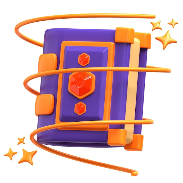renderowanie ilustracji 3D magiczna książka na imprezę halloweenową