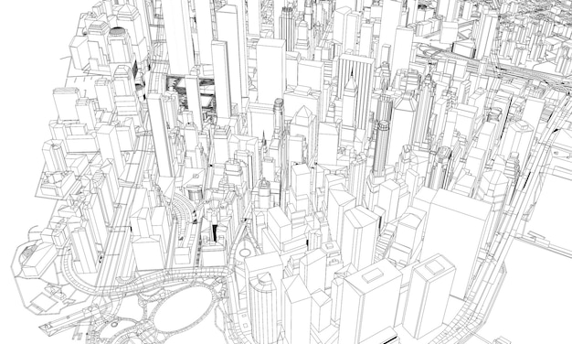 Renderowanie mapy miasta w stylu minimalistycznym w Nowym Jorku
