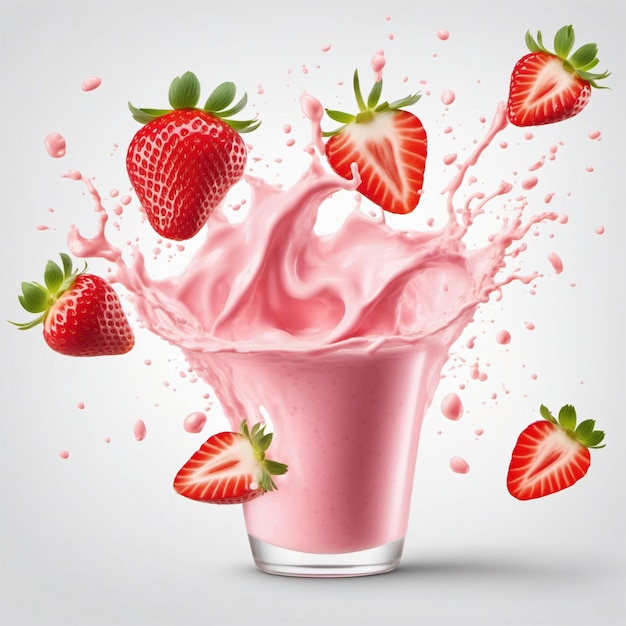 Renderowanie powitalnego jogurtu truskawkowego Wygenerowano za pomocą sztucznej inteligencji