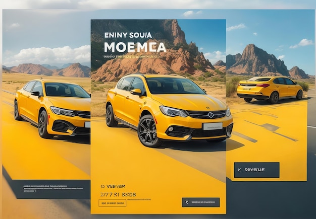 Zdjęcie rent a car social media post and web banner or instagram post bundle template