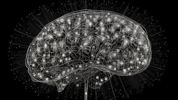Reprezentatywna ilustracja ludzkiego mózgu Inteligencja koncepcji Generative AI