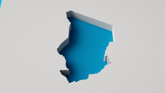 Republika Czadu Mapa 3d Ilustracja 3d Wewnętrzna Mapa Wytłaczania Głębokość Morza Z Wewnętrznym Cieniem