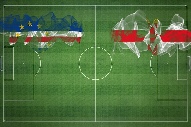 Republika Zielonego Przylądka vs Irlandia Północna Mecz piłki nożnej kolory narodowe flagi narodowe boisko do piłki nożnej gra w piłkę nożną Koncepcja konkurencji Skopiuj miejsce