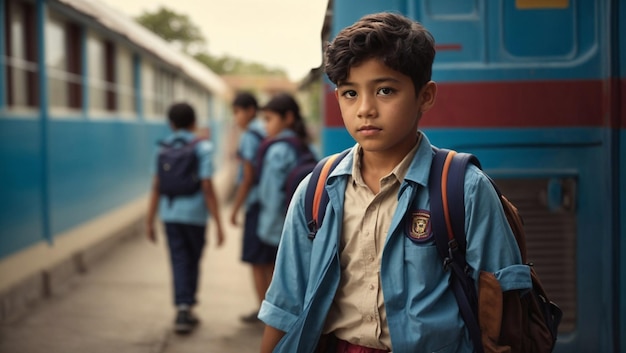 Retrato de un Estudiante Latino en Uniforme Escolar