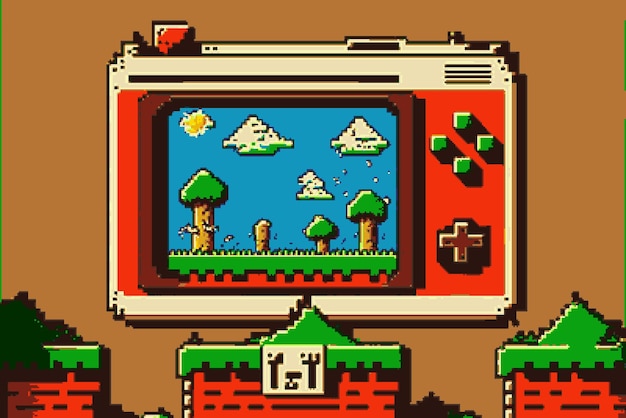 Zdjęcie retro 8-bitowa gra super mario na konsolę tapeta w wysokiej rozdzielczości dla fanów starych gier