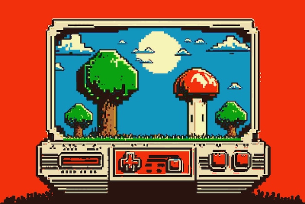 Retro 8-bitowa gra Super Mario na konsolę Tapeta w wysokiej rozdzielczości dla fanów starych gier