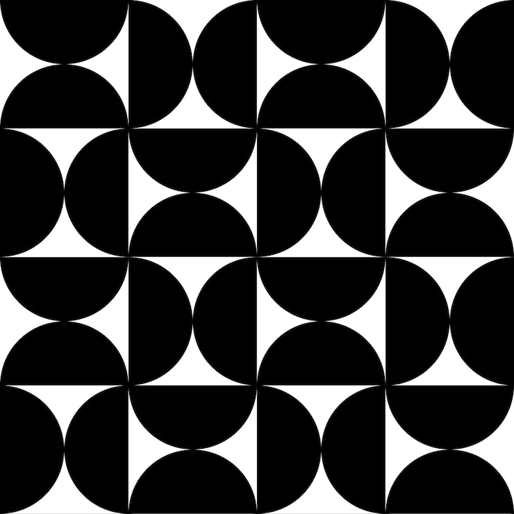 Zdjęcie retro bauhaus png wzór przezroczysty tło czarny geometryczny projekt