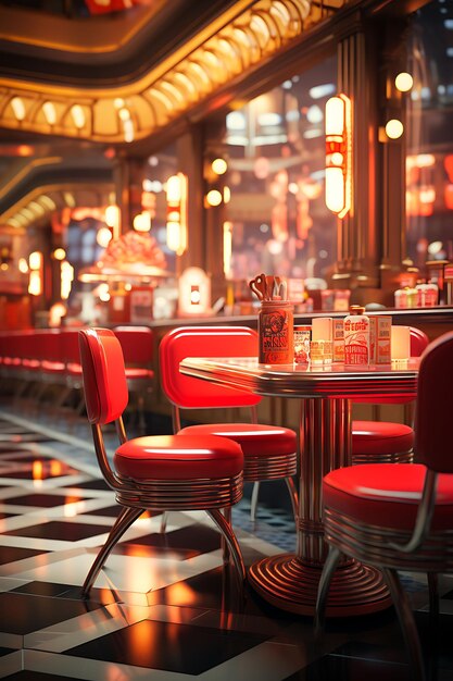 Retro Diner Backdrop Checkered Floor Background Retro Diner Creative Design Live Stream Backdrop