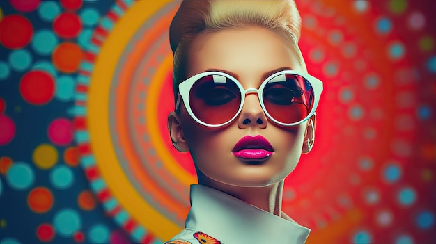 Retro Futurystyczna Dziewczyna Moda Na Tle Pop-artu Zdjęcie Tła