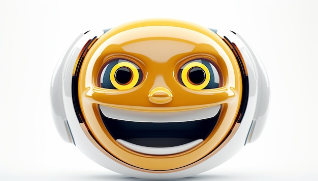 Zdjęcie retro futurystyczna twarz emoji na białym tle