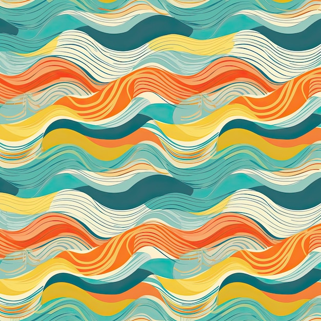 Retro Groovy Burst Summer i Carnival Tło z Vibrant Strokes Generative AI