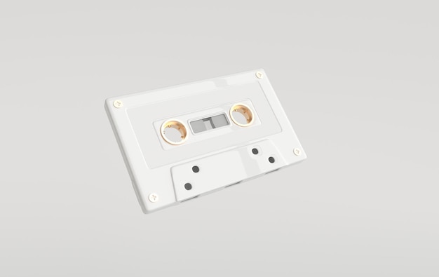 Retro kaseta audio 3d renderowanie 70. 80. 90. lat popularna taśma audio