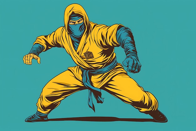 Zdjęcie retro komiksowy ninja z kreskówek