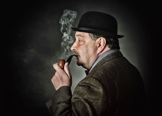 Retro mężczyzna palący fajkę