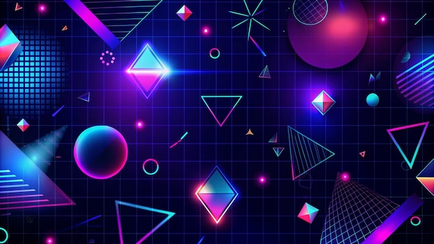 Retro neonowa abstrakcyjna konstrukcja geometryczna