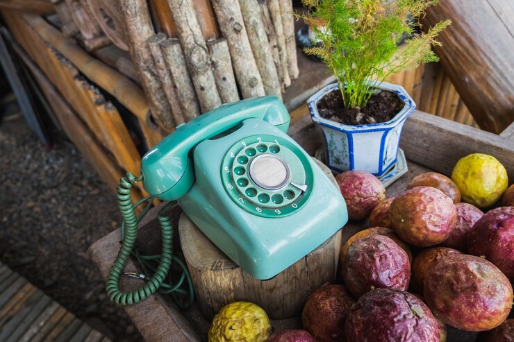 Zdjęcie retro obrotowy telefon