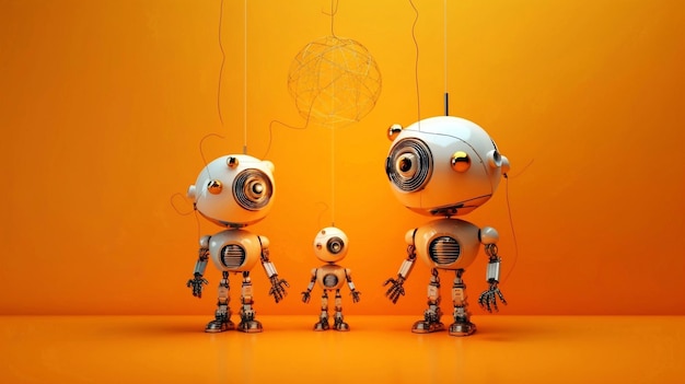 Retro Robot opracowuje innowacyjny pomysł biznesowy lub strategię Robotyczna burza mózgów humanoidów