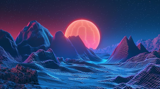 Retro SciFi tło futurystyczny krajobraz