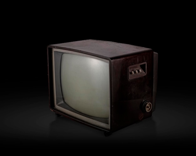 Retro stara telewizja na czarnym tle