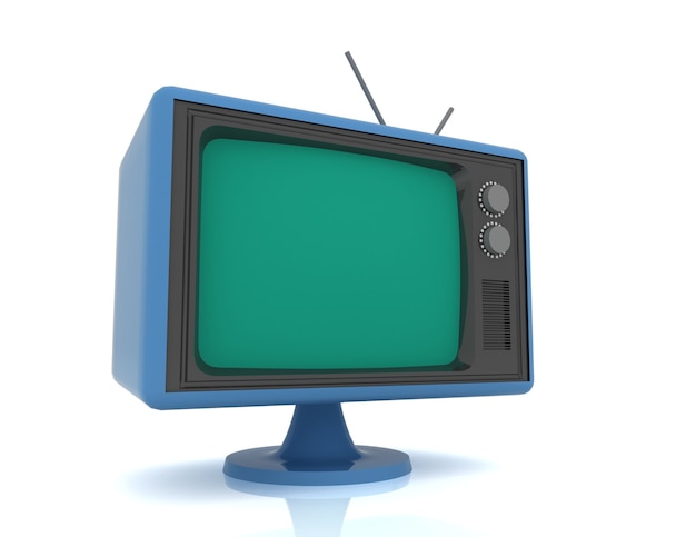 Retro starodawny telewizor na białym tle.
