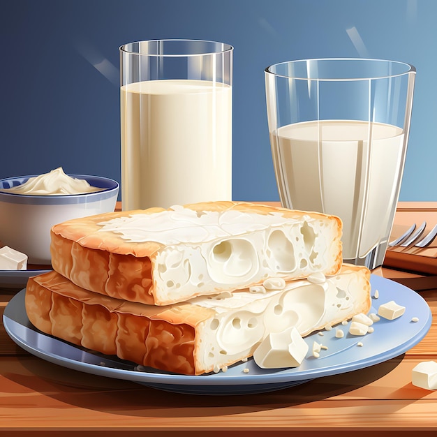 Retro sztuka tostów i mleka