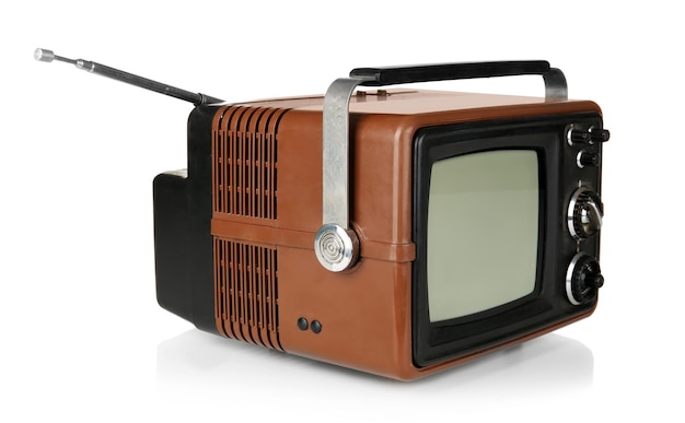 Retro telewizor na białym tle