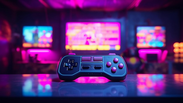 Retro wave gamepad w stylu cyberpunk