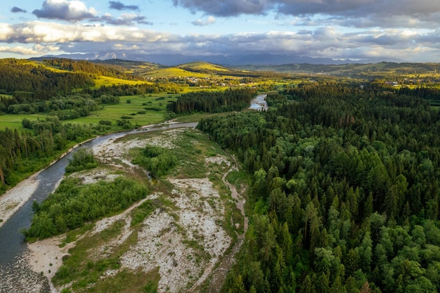 Rezerwat Przełom Bialki na Podhalu Polska Widok z lotu ptaka z drona