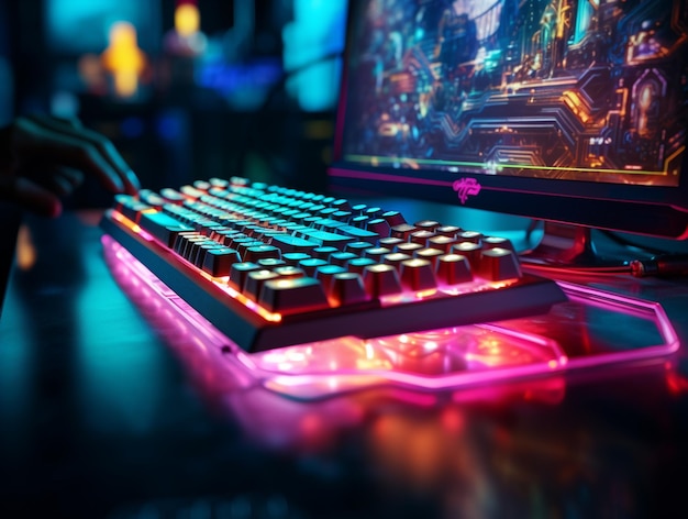 Zdjęcie rgb mechaniczna klawiatura do gier