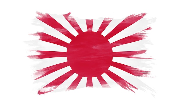 Rising Sun flaga pociągnięcia pędzlem, flaga narodowa na białym tle