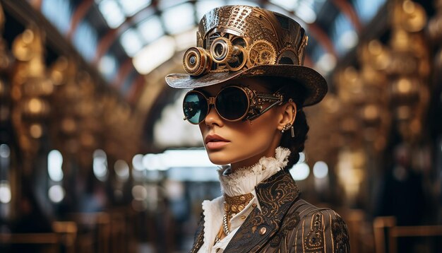 Zdjęcie rób zdjęcia modelom ubranym w stroje inspirowane steampunkem