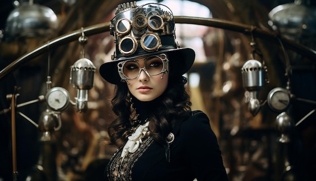 Zdjęcie rób zdjęcia modelom ubranym w stroje inspirowane steampunkem