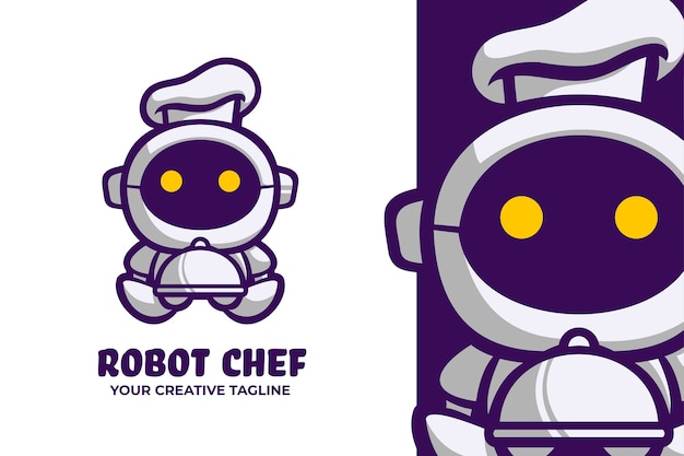 Robot Chef Restaurant Logo Maskotka