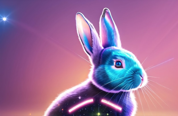Robot Cute Easter Rabbit w tle krajobrazu Święto Wielkanocne AI Generated