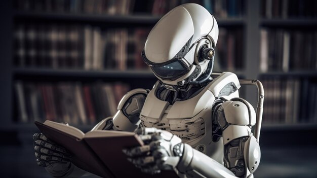 Robot czyta książkę Generative AI