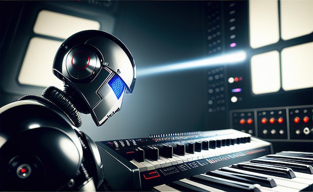 Robot gra na syntezatorze przyszłej sztuki ilustracji