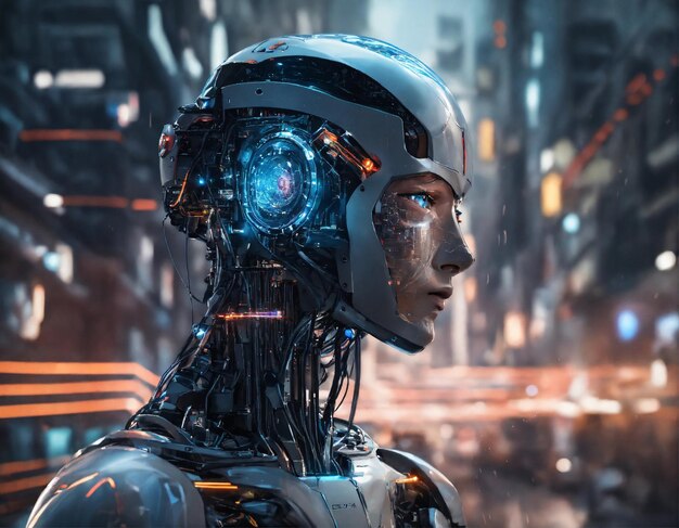 Zdjęcie robot humanoidny ai sztuczna inteligencja technologiczna realistyczny robot mężczyzna robot człowiek bot człowiek